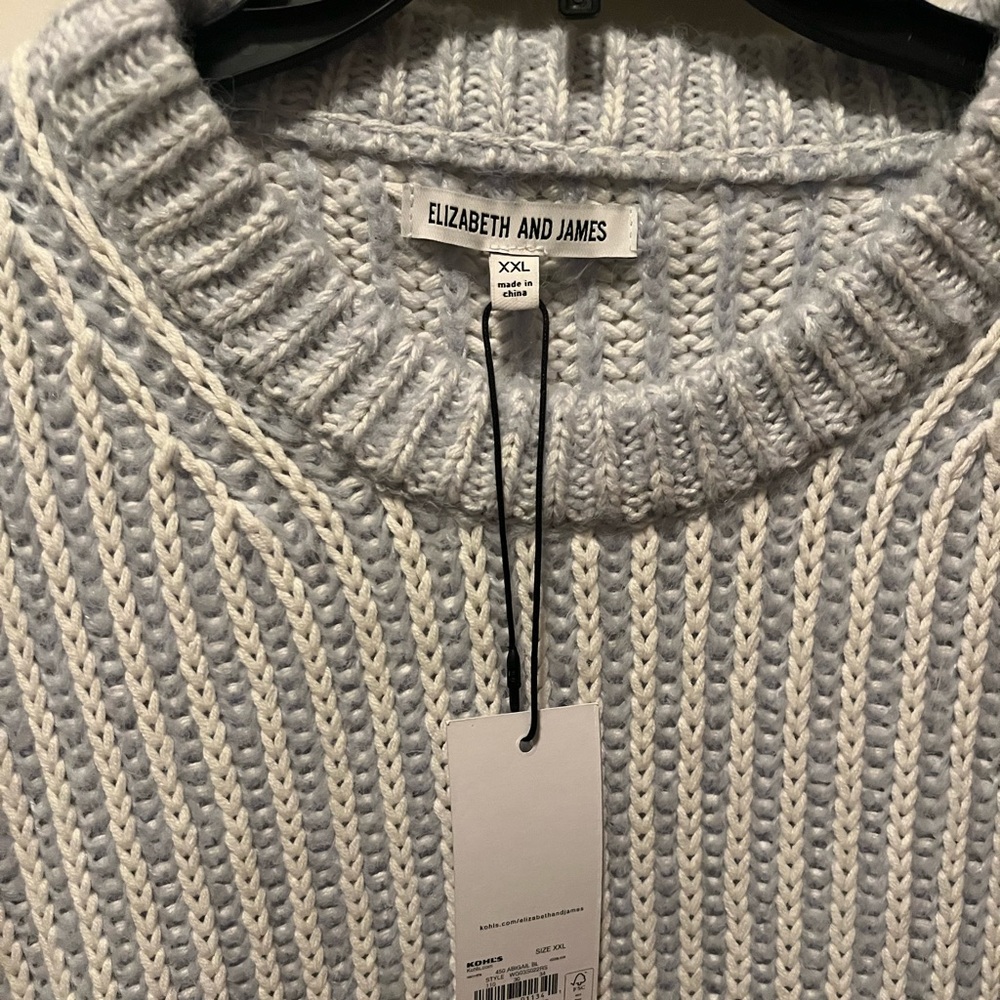 Elizabeth and James Cream And Blue Crewneck Sweater